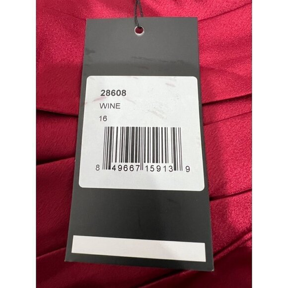 New La Femme Size 16 Strapless Slit Satin Ballgown Wine Prom Dress **Thread Pull - Picture 14 of 16